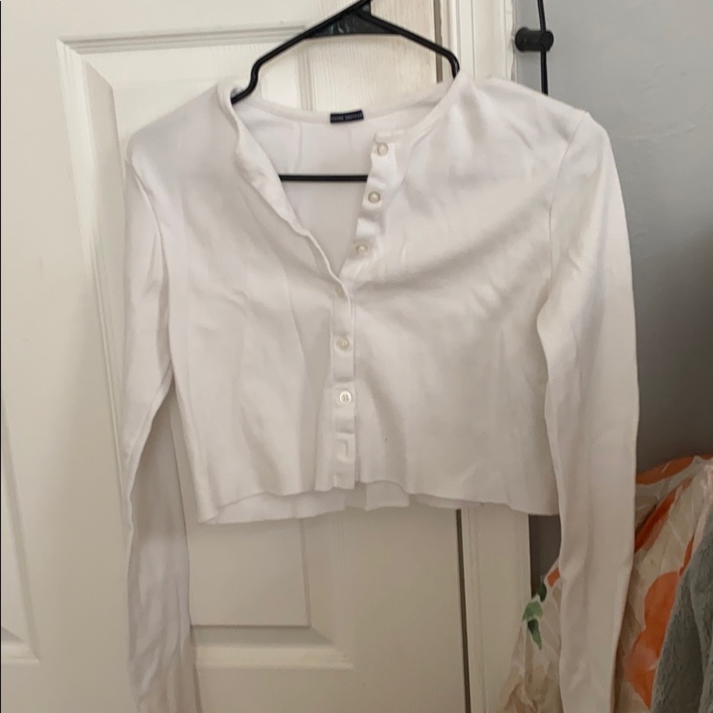 White long sleeve brandy top